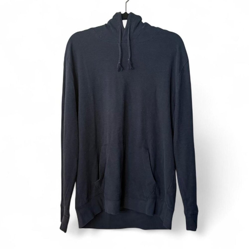 Old Navy Navy Blue Waffle Texture Lightweight Hoodie with Tie Tassels Top Large